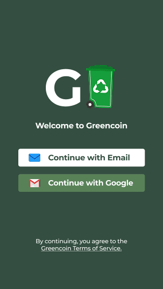 Greencoin login screen