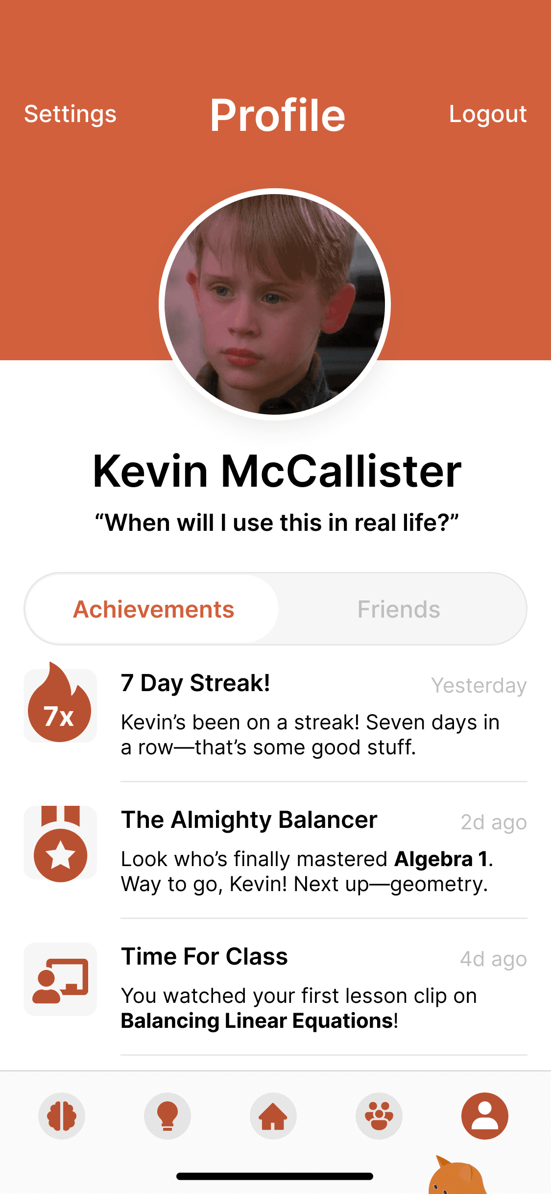 Pascal achievements interface