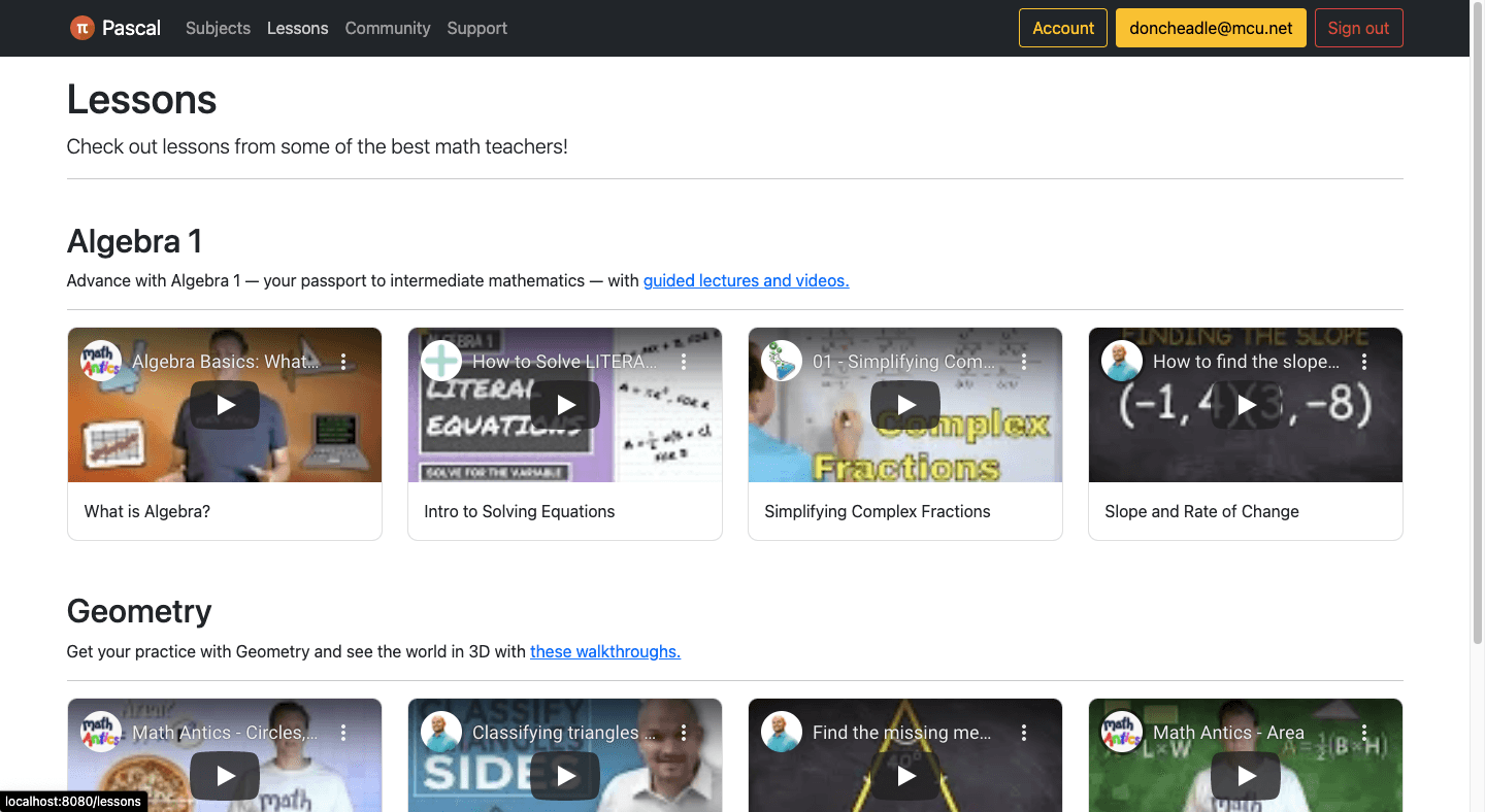Pascal video tutorials section