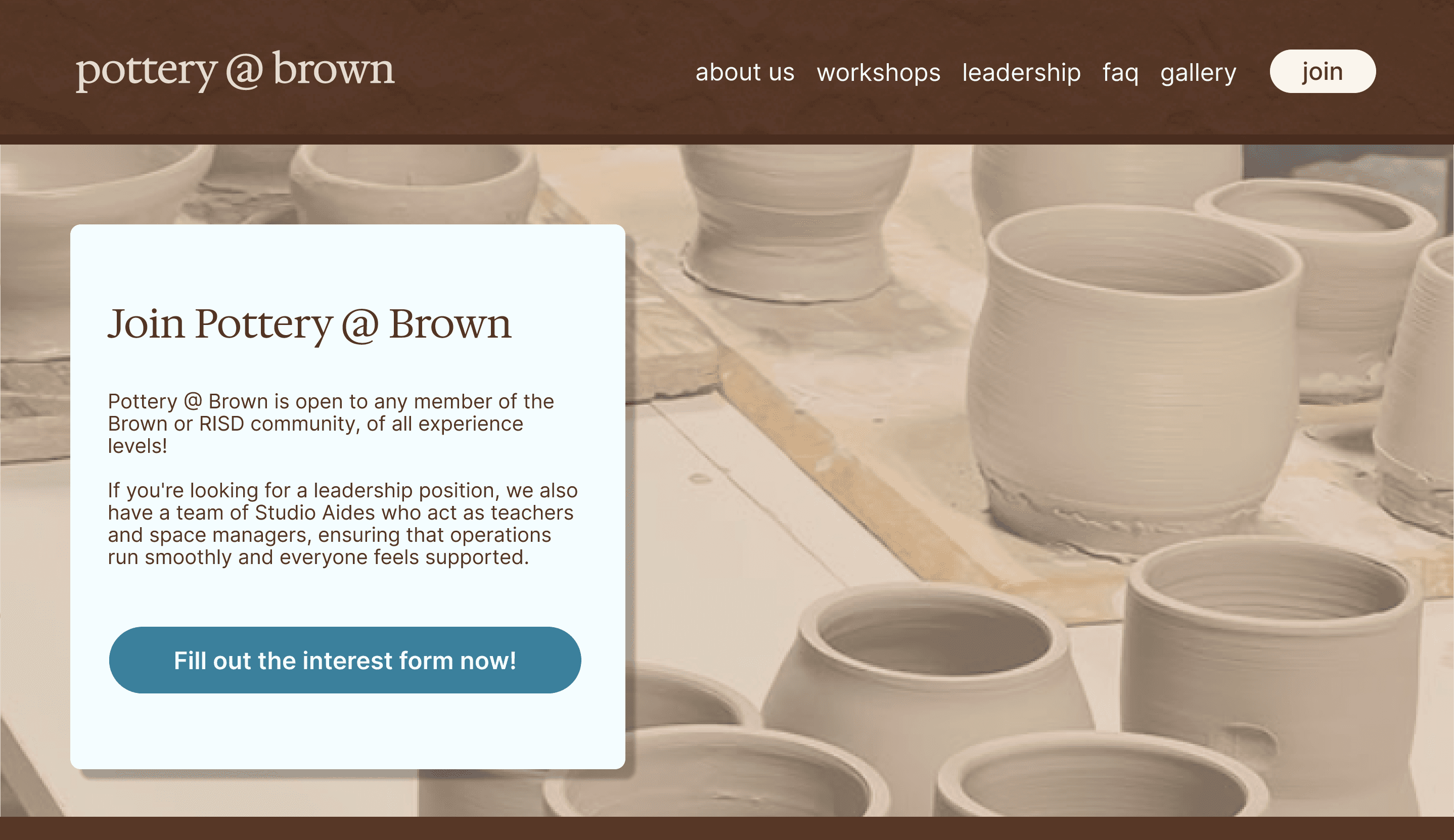 Pottery @ Brown join interface